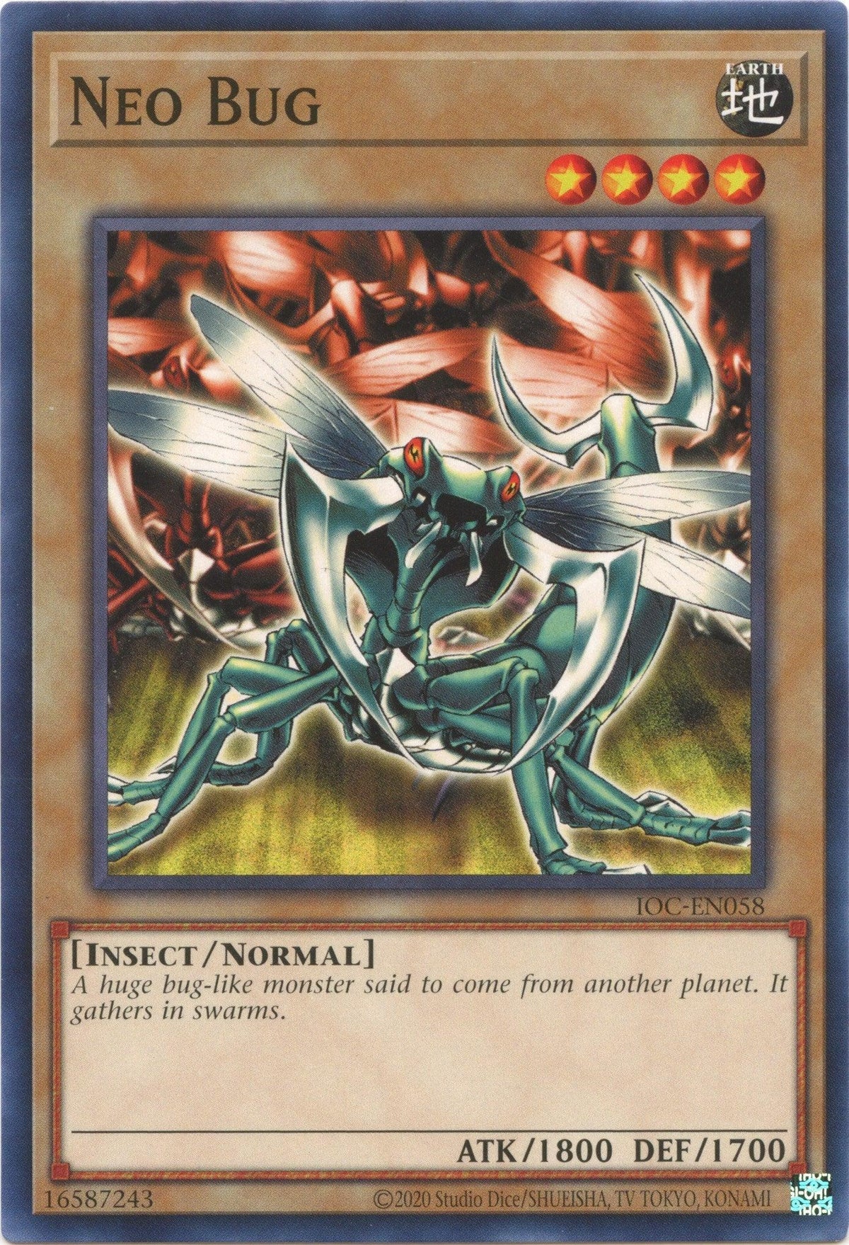 Common, Insect, Invasion of Chaos (25th Anniversary Edition), Light, Normal Monster, Unlimited Neo Bug (25th Anniversary) [IOC-EN058] Common - Trading Card World