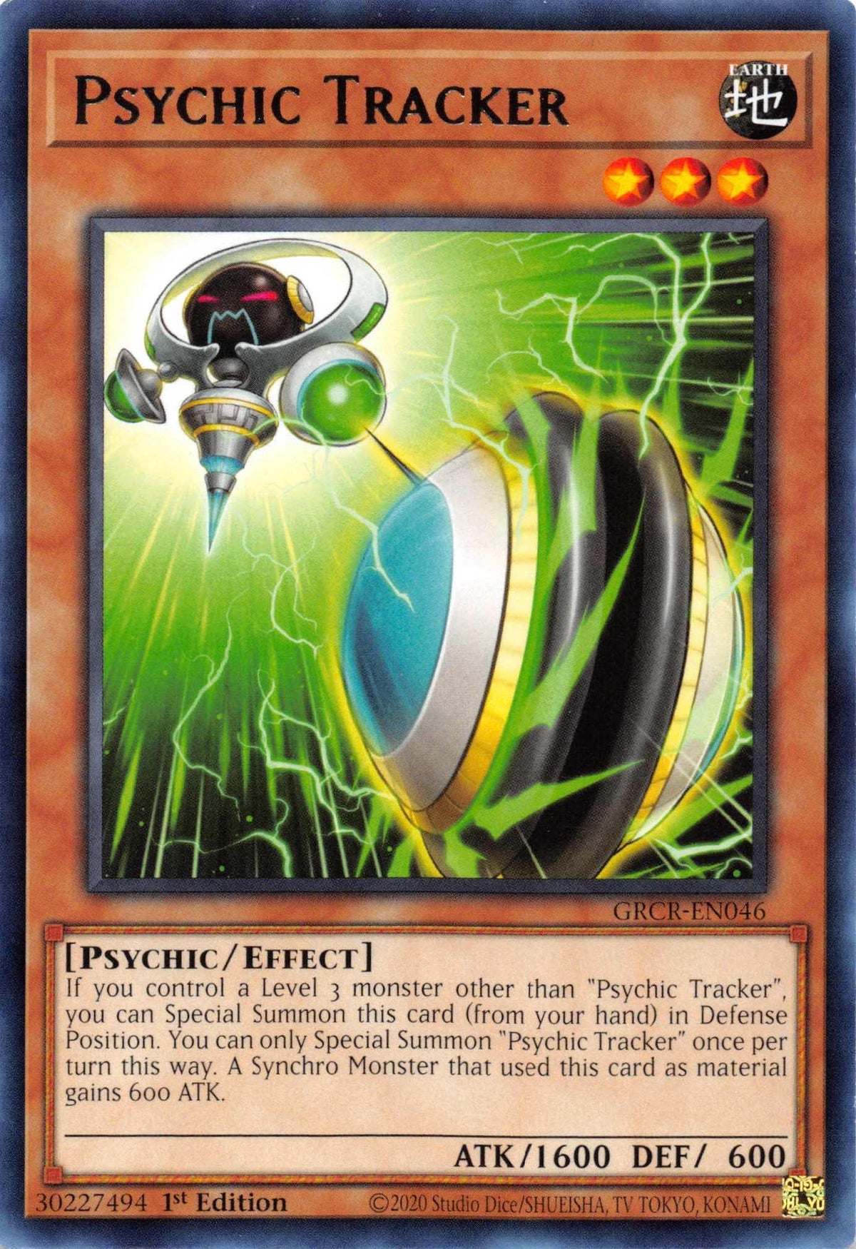 1st Edition, Earth, Effect Monster, Psychic, Rare, The Grand Creators Psychic Tracker [GRCR-EN046] Rare - Trading Card World