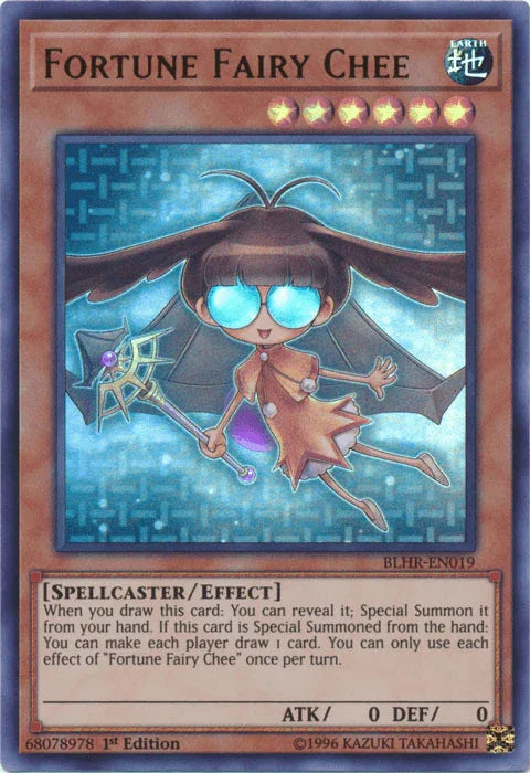 1st Edition, Battles of Legend: Hero's Revenge, Earth, Effect Monster, Spellcaster, Ultra Rare Fortune Fairy Chee [BLHR-EN019] Ultra Rare - Trading Card World