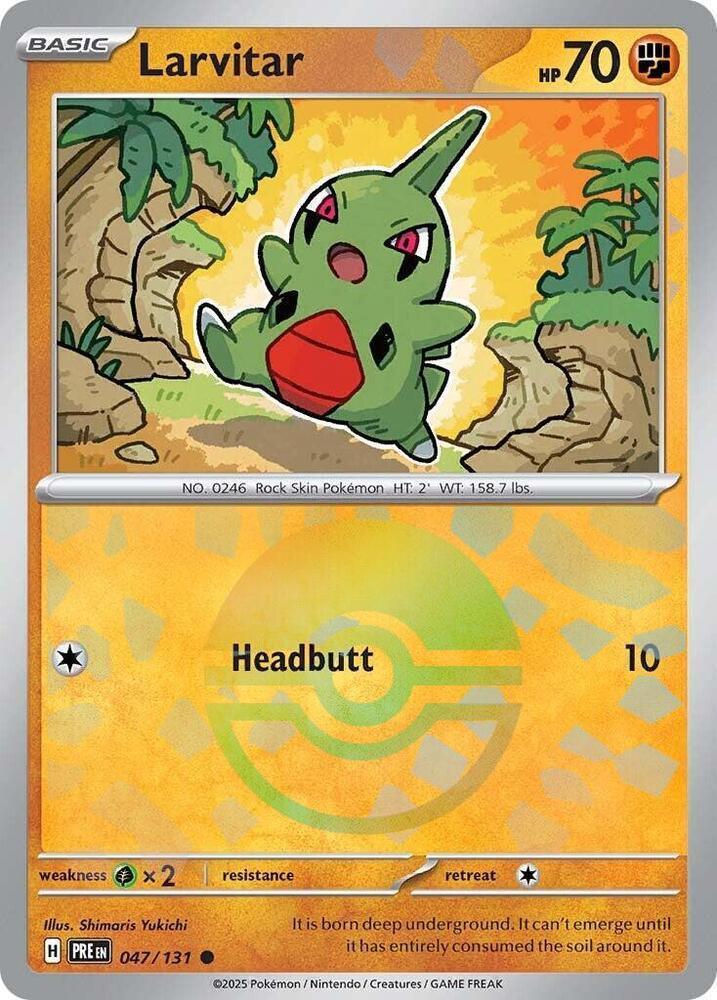 047, Common, Fighting, Grass [x2], Holofoil, Scarlet & Violet: Prismatic Evolutions Larvitar (047/131) (Poke Ball Pattern) [Scarlet & Violet: Prismatic Evolutions] - Trading Card World