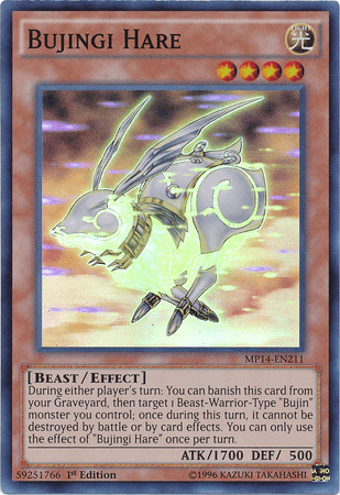 1st Edition, 2014 Mega-Tins Mega Pack, Beast, Effect Monster, Light, Super Rare Bujingi Hare [MP14-EN211] Super Rare - Trading Card World