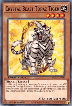 1st Edition, Beast, Common, Earth, Effect Monster, Speed Duel GX: Duel Academy Box Crystal Beast Topaz Tiger [SGX1-ENF06] Common - Trading Card World