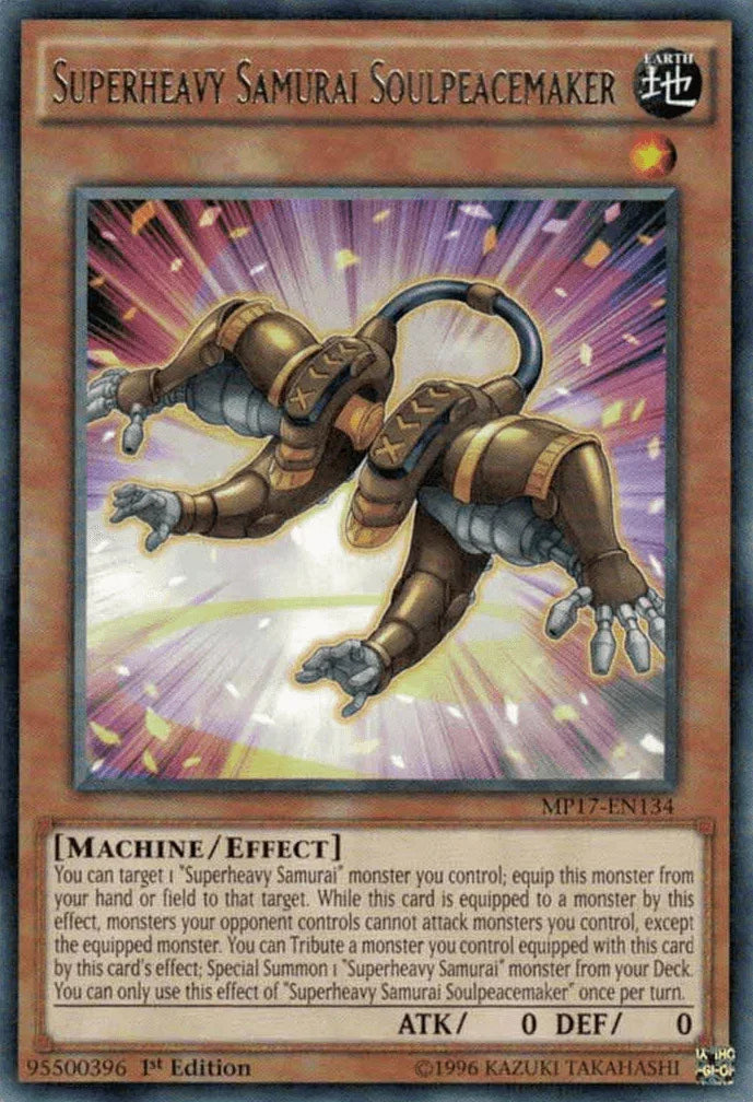1st Edition, 2017 Mega-Tins Mega Pack, Earth, Effect Monster, Machine, Rare Superheavy Samurai Soulpeacemaker [MP17-EN134] Rare - Trading Card World