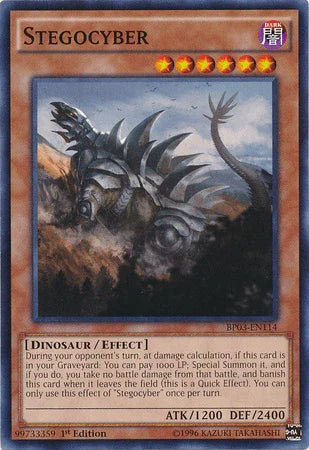 1st Edition, Battle Pack 3: Monster League, Common, Dark, Dinosaur, Effect Monster Stegocyber [BP03-EN114] Common - Trading Card World