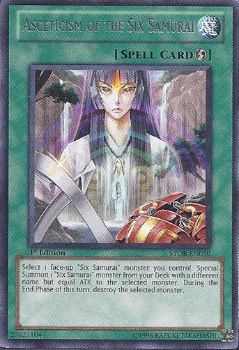 1st Edition, Quick Play Spell, Rare, Spell, Storm of Ragnarok, Unlimited Asceticism of the Six Samurai [STOR-EN050] Rare - Trading Card World