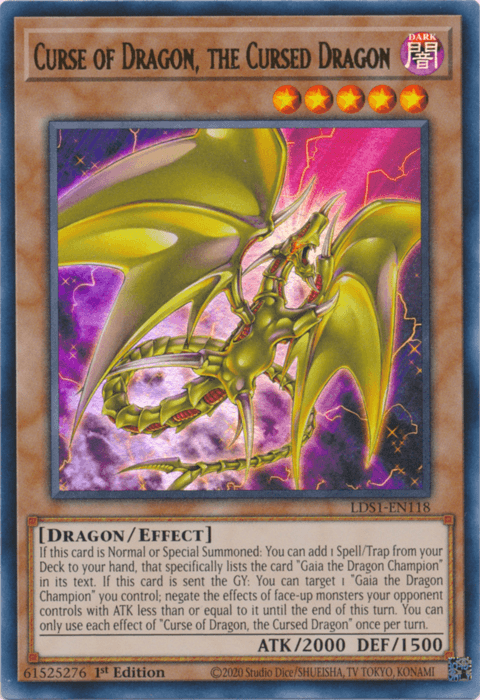 1st Edition, Dark, Dragon, Effect Monster, Legendary Duelists: Season 1, Ultra Rare Curse of Dragon, the Cursed Dragon [LDS1-EN118] Ultra Rare - Trading Card World