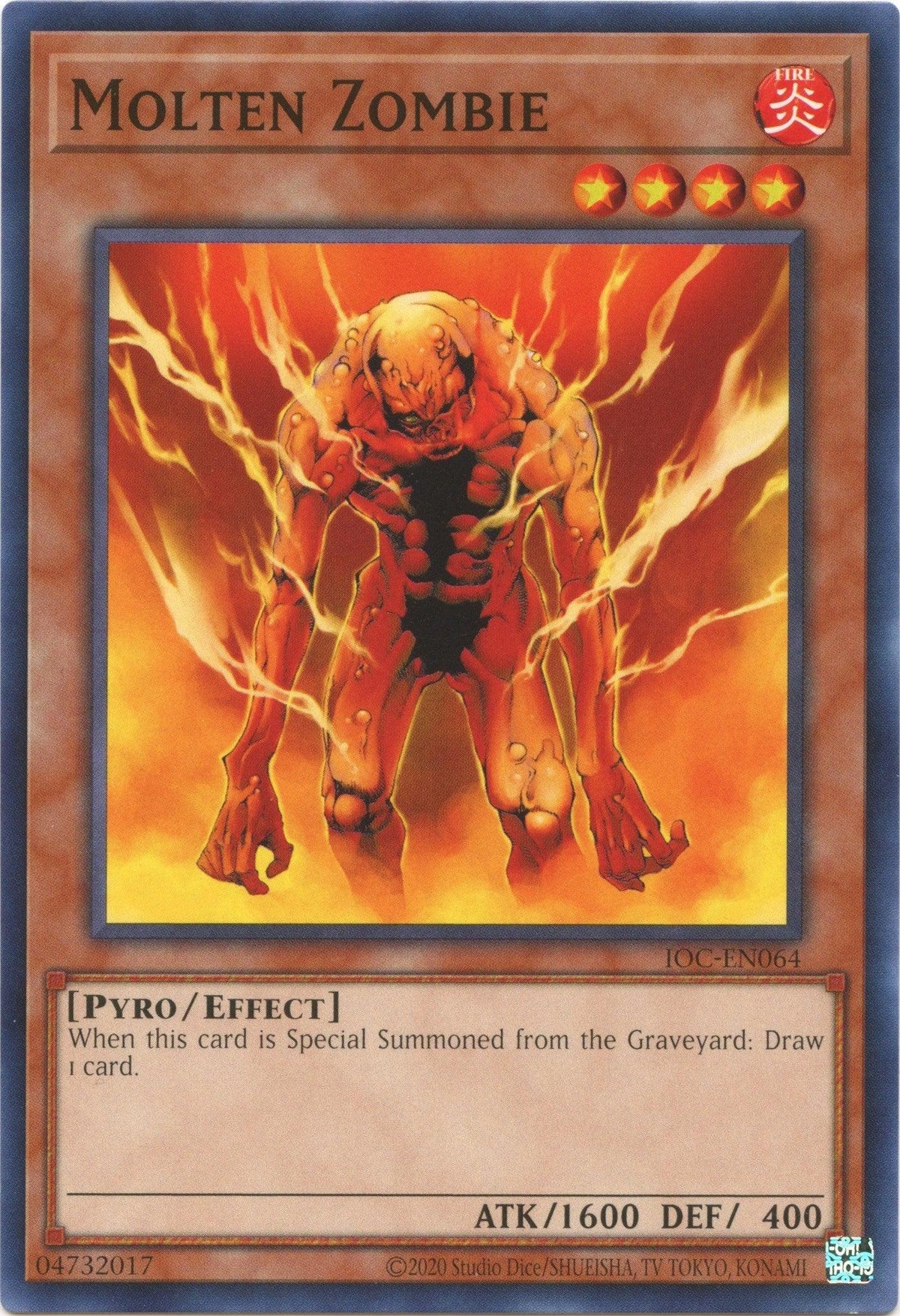 Common, Effect Monster, Fire, Invasion of Chaos (25th Anniversary Edition), Pyro, Unlimited Molten Zombie (25th Anniversary) [IOC-EN064] Common - Trading Card World