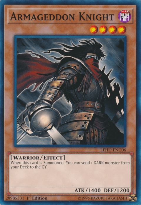 1st Edition, Common, Dark, Effect Monster, Legendary Hero Decks, Warrior Armageddon Knight [LEHD-ENC06] Common - Trading Card World