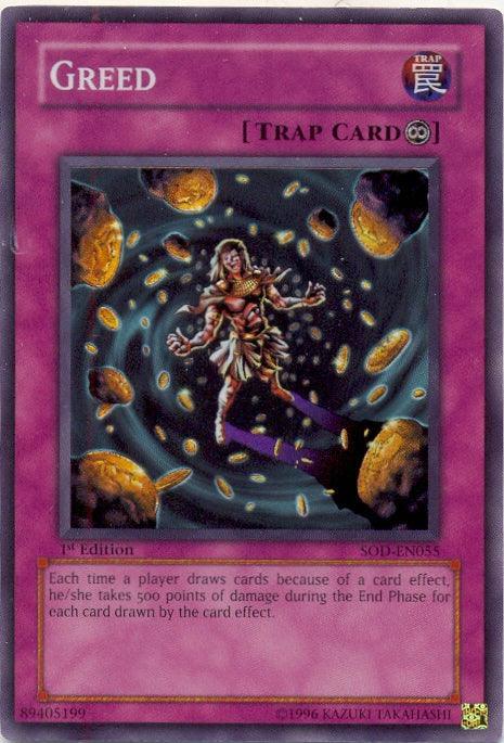 1st Edition, Continuous Trap, Soul of the Duelist, Super Rare, Trap, Unlimited Greed [SOD-EN055] Super Rare - Trading Card World