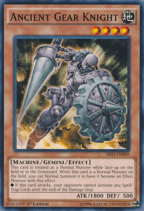 1st Edition, Common, Earth, Gemini/Effect Monster, Machine, Structure Deck: Machine Reactor, Unlimited Ancient Gear Knight [SR03-EN009] Common - Trading Card World