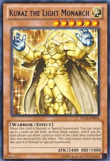 Duelist League Promo, Effect Monster, Light, Rare, Unlimited, Warrior Kuraz the Light Monarch (Blue) [DL16-EN004] Rare - Trading Card World