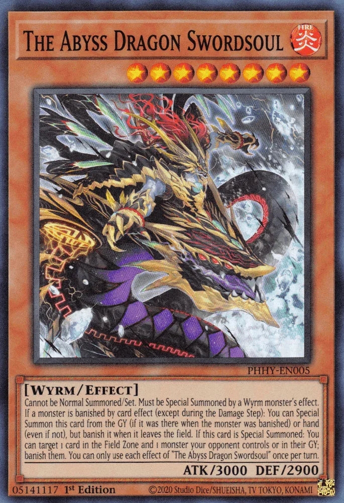 1st Edition, Effect Monster, Fire, Photon Hypernova, Super Rare, Wyrm The Abyss Dragon Swordsoul [PHHY-EN005] Super Rare - Trading Card World