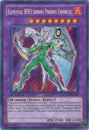 1st Edition, Fire, Fusion/Effect Monster, Legendary Collection 2, Secret Rare, Unlimited, Warrior Elemental HERO Shining Phoenix Enforcer [LCGX-EN139] Secret Rare - Trading Card World