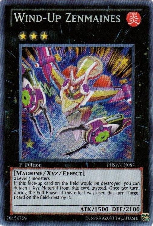 1st Edition, Fire, Machine, Photon Shockwave, Secret Rare, Unlimited, Xyz/Effect Monster Wind-Up Zenmaines [PHSW-EN087] Secret Rare - Trading Card World