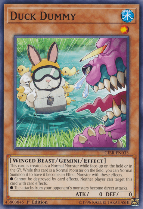 1st Edition, Circuit Break, Common, Gemini/Effect Monster, Unlimited, Water, Winged Beast Duck Dummy [CIBR-EN033] Common - Trading Card World