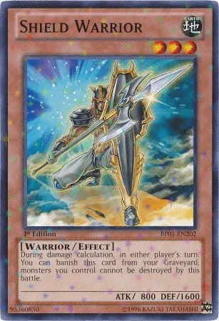 1st Edition, Battle Pack: Epic Dawn, Earth, Effect Monster, Starfoil Rare, Unlimited, Warrior Shield Warrior [BP01-EN202] Starfoil Rare - Trading Card World