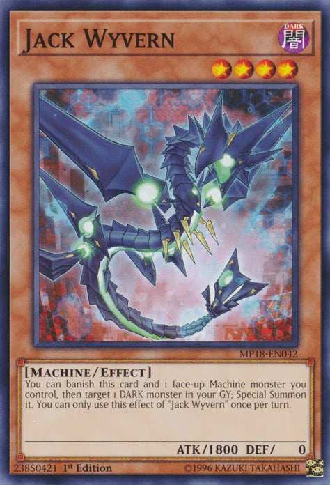 1st Edition, 2018 Mega-Tins Mega Pack, Common, Dark, Effect Monster, Machine Jack Wyvern [MP18-EN042] Common - Trading Card World