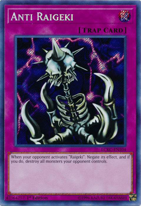1st Edition, Legendary Collection Kaiba, Normal Trap, Secret Rare, Trap, Unlimited Anti Raigeki [LCKC-EN104] Secret Rare - Trading Card World