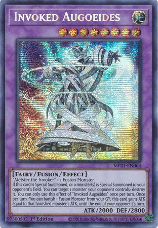 1st Edition, 2021 Tin of Ancient Battles, Fairy, Fusion/Effect Monster, Light, Prismatic Secret Rare Invoked Augoeides [MP21-EN064] Prismatic Secret Rare - Trading Card World