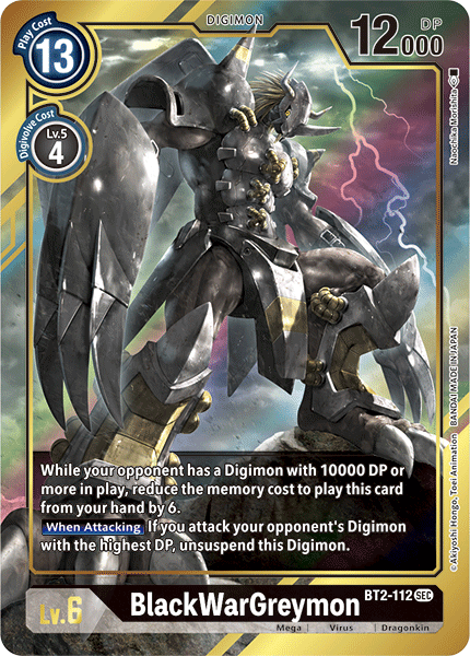 Black, BT2-112, Digimon, Dragonkin, Mega, Release Special Booster Ver.1.5, Secret Rare, Virus BlackWarGreymon [BT2-112] (Alternate Art) [Release Special Booster Ver.1.5] - Trading Card World