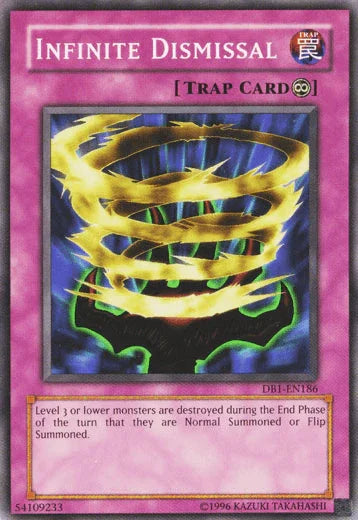 Common, Continuous Trap, Dark Beginning 1, Trap, Unlimited Infinite Dismissal [DB1-EN186] Common - Trading Card World