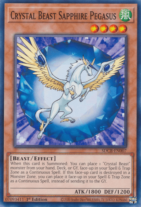 1st Edition, Beast, Common, Effect Monster, Structure Deck: Legend of the Crystal Beasts, Wind Crystal Beast Sapphire Pegasus [SDCB-EN007] Common - Trading Card World