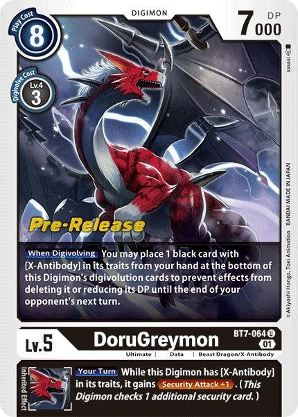 Beast Dragon/X-Antibody, Black, BT7-064, Data, Digimon, Next Adventure Pre-Release Cards, Ultimate, Uncommon DoruGreymon [BT7-064] [Next Adventure Pre-Release Cards] - Trading Card World