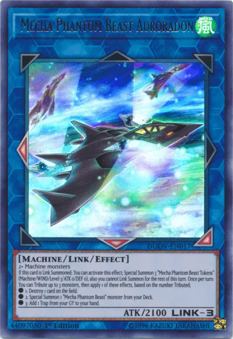 1st Edition, Duel Overload, Link/Effect Monster, Machine, Ultra Rare, Wind Mecha Phantom Beast Auroradon [DUOV-EN017] Ultra Rare - Trading Card World