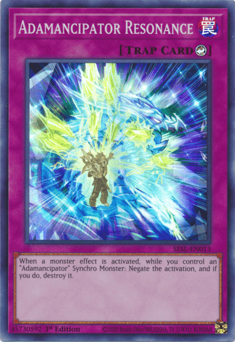 1st Edition, Counter Trap, Secret Slayers, Super Rare, Trap Adamancipator Resonance [SESL-EN013] Super Rare - Trading Card World