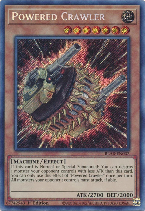 1st Edition, Battles of Legend: Armageddon, Earth, Effect Monster, Machine, Secret Rare Powered Crawler [BLAR-EN002] Secret Rare - Trading Card World