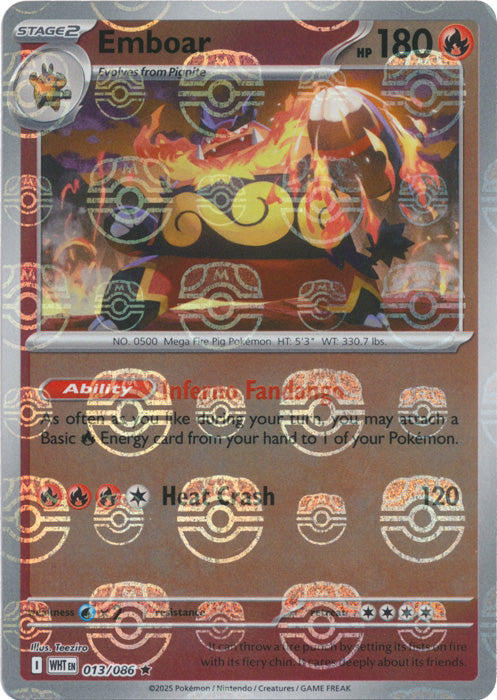 Emboar (013/086) (Master Ball Pattern) [Scarlet & Violet: White Flare]