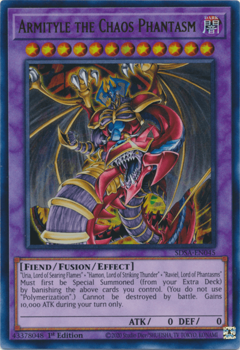 1st Edition, Dark, Fiend, Fusion/Effect Monster, Structure Deck: Sacred Beasts, Ultra Rare Armityle the Chaos Phantom [SDSA-EN045] Ultra Rare - Trading Card World