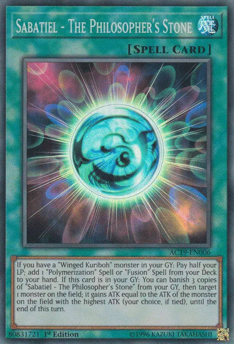 1st Edition, Advent Calendar 2019, Normal Spell, Spell, Super Rare Sabatiel - The Philosopher's Stone [AC19-EN006] Super Rare - Trading Card World