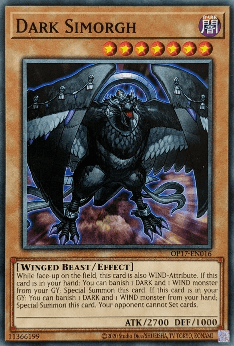 Common, Dark, Effect Monster, OTS Tournament Pack 17, Unlimited, Winged Beast Dark Simorgh [OP17-EN016] Common - Trading Card World