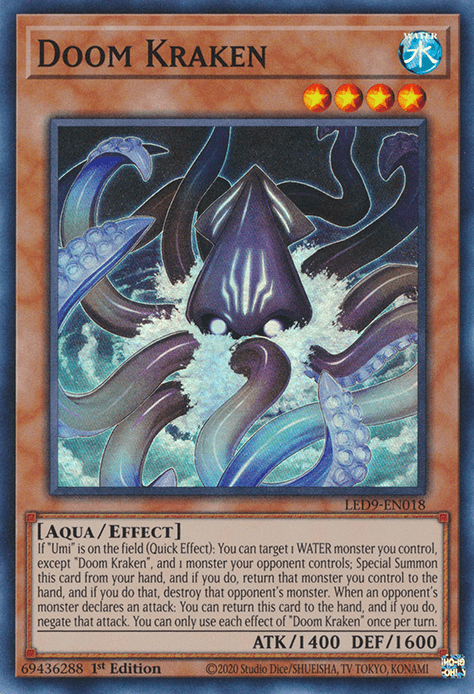 1st Edition, Aqua, Effect Monster, Legendary Duelists: Duels From the Deep, Super Rare, Water Doom Kraken [LED9-EN018] Super Rare - Trading Card World