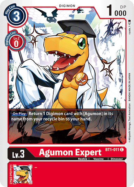 BT1-011, Common, Digimon, Dinosaur, Red, Release Special Booster Ver.1.0, Rookie, Vaccine Agumon Expert [BT1-011] [Release Special Booster Ver.1.0] - Trading Card World