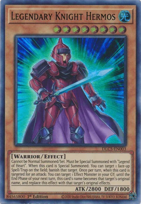 1st Edition, Dragons of Legend: The Complete Series, Effect Monster, Light, Ultra Rare, Warrior Legendary Knight Hermos (Green) [DLCS-EN003] Ultra Rare - Trading Card World