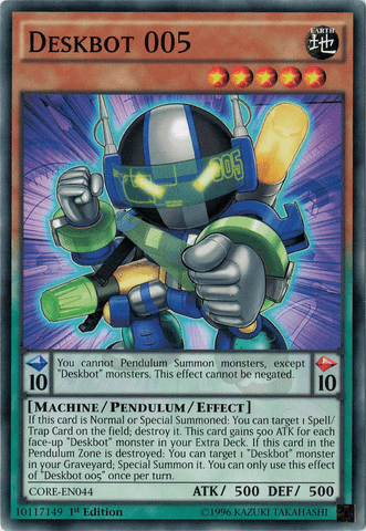1st Edition, Clash of Rebellions, Common, Earth, Machine, Pendulum/Effect Monster, Unlimited Deskbot 005 [CORE-EN044] Common - Trading Card World
