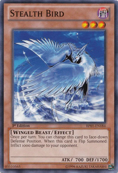 1st Edition, Battle Pack: Epic Dawn, Common, Dark, Effect Monster, Unlimited, Winged Beast Stealth Bird [BP01-EN184] Common - Trading Card World