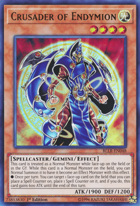1st Edition, Battles of Legend: Light's Revenge, Gemini/Effect Monster, Light, Spellcaster, Ultra Rare Crusader of Endymion [BLLR-EN048] Ultra Rare - Trading Card World
