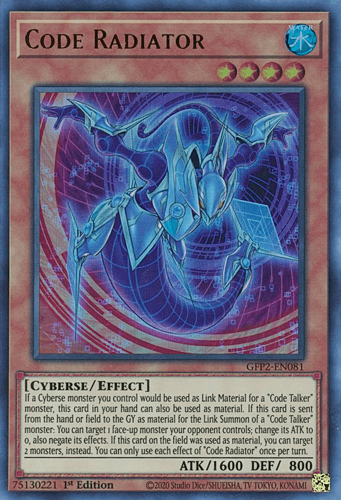 1st Edition, Cyberse, Effect Monster, Ghosts From the Past: The 2nd Haunting, Ultra Rare, Water Code Radiator [GFP2-EN081] Ultra Rare - Trading Card World