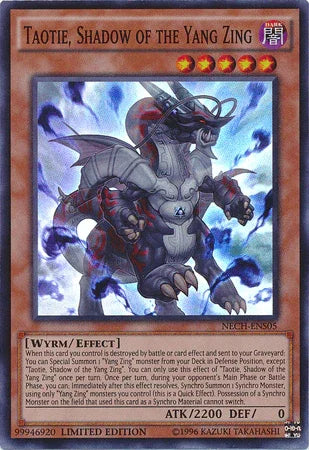 Dark, Effect Monster, Limited, Super Rare, The New Challengers, Wyrm Taotie, Shadow of the Yang Zing (SE) [NECH-ENS05] Super Rare - Trading Card World