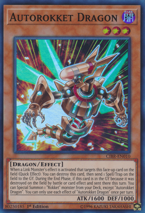1st Edition, Circuit Break, Dark, Dragon, Effect Monster, Super Rare, Unlimited Autorokket Dragon [CIBR-EN010] Super Rare - Trading Card World