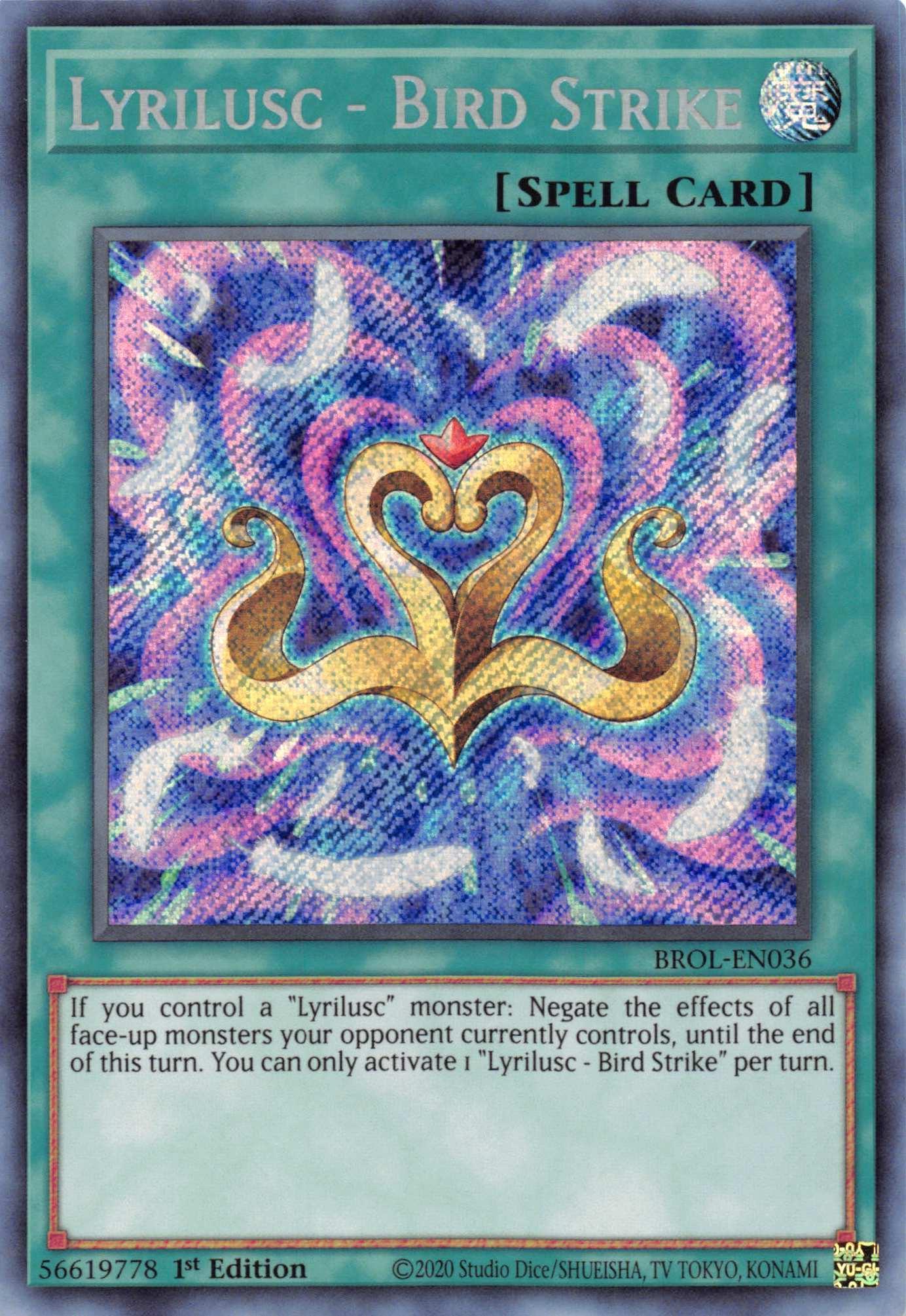 1st Edition, Brothers of Legend, Normal Spell, Secret Rare, Spell Lyrilusc - Bird Strike [BROL-EN036] Secret Rare - Trading Card World