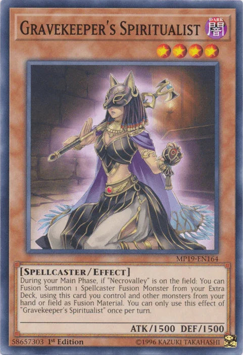 1st Edition, 2019 Gold Sarcophagus Tin Mega Pack, Common, Dark, Effect Monster, Spellcaster, Unlimited Gravekeeper's Spiritualist [MP19-EN164] Common - Trading Card World