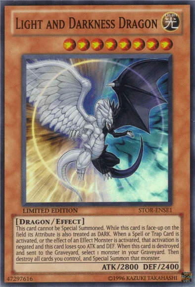Dragon, Effect Monster, Light, Limited, Storm of Ragnarok: Special Edition, Super Rare Light and Darkness Dragon [STOR-ENSE1] Super Rare - Trading Card World