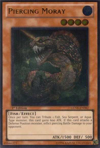 1st Edition, Effect Monster, Fish, Generation Force, Ultimate Rare, Unlimited, Water Piercing Moray [GENF-EN082] Ultimate Rare - Trading Card World