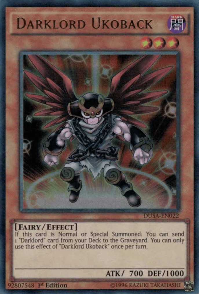 1st Edition, Dark, Duelist Saga, Effect Monster, Fairy, Ultra Rare Darklord Ukoback [DUSA-EN022] Ultra Rare - Trading Card World