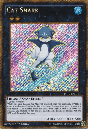 1st Edition, Beast, Gold Secret Rare, Premium Gold: Return of the Bling, Unlimited, Water, Xyz/Effect Monster Cat Shark [PGL2-EN016] Gold Secret Rare - Trading Card World