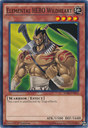 1st Edition, Common, Earth, Effect Monster, Structure Deck: HERO Strike, Unlimited, Warrior Elemental Hero Wildheart [SDHS-EN011] Common - Trading Card World